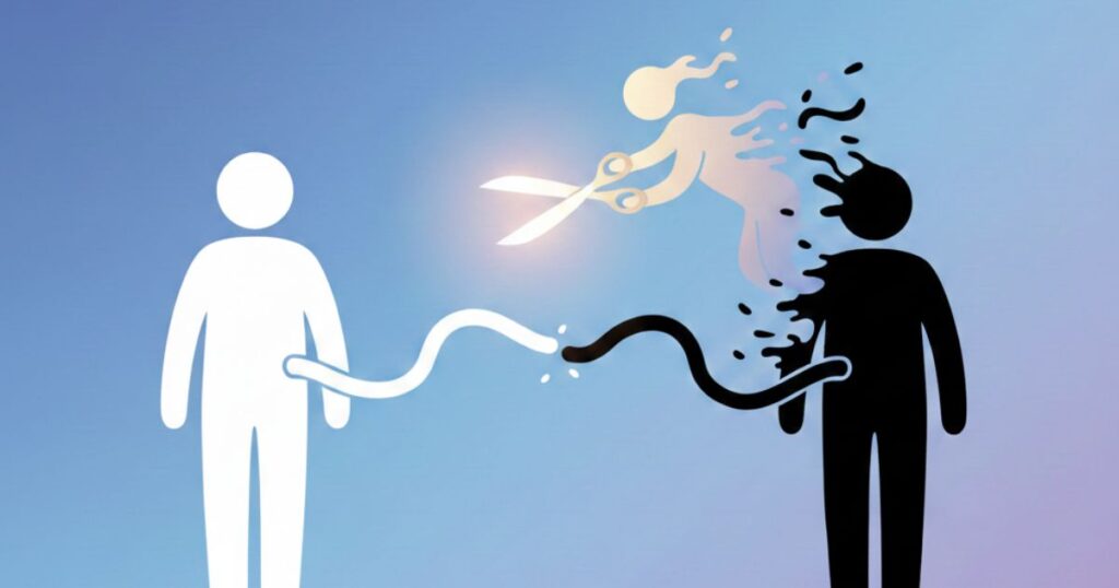 メリットとデメリットを切り分けて考えることを連想させるイラスト